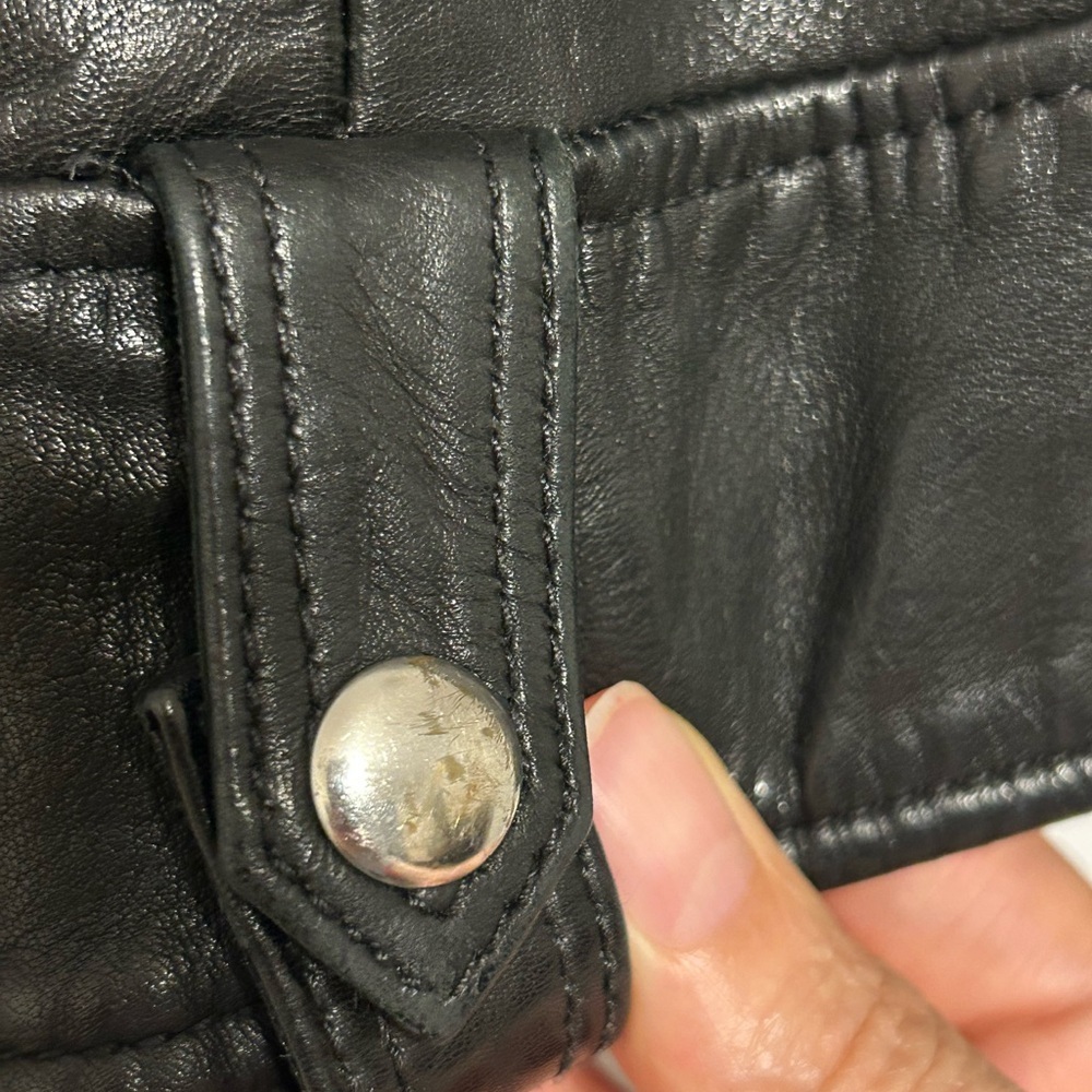 ALLSAINTS Black Sheep Leather Moto Biker Jacket Cropped Size 4 - Picture 7 of 16
